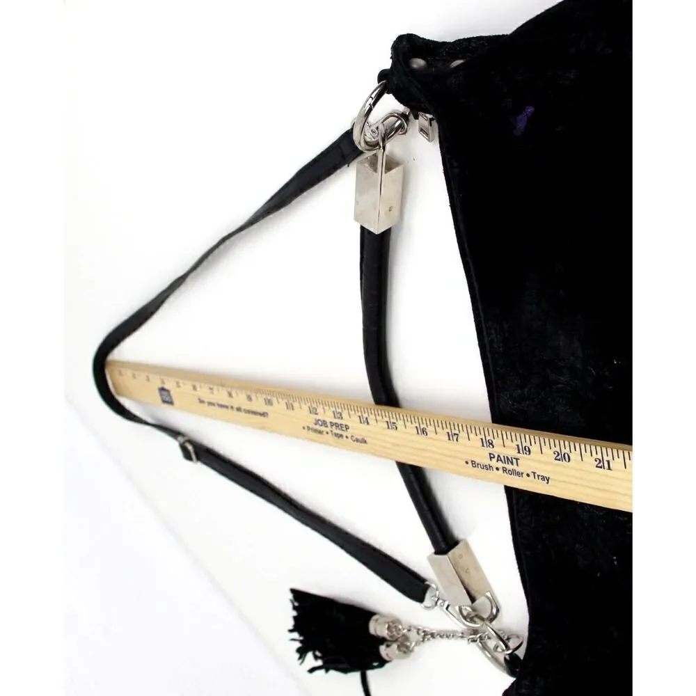 SOFIA CARDONI MADE IN ITALY BLACK SUEDE CROCO PRINT SHOULDER BAG HANDBAG HOBO